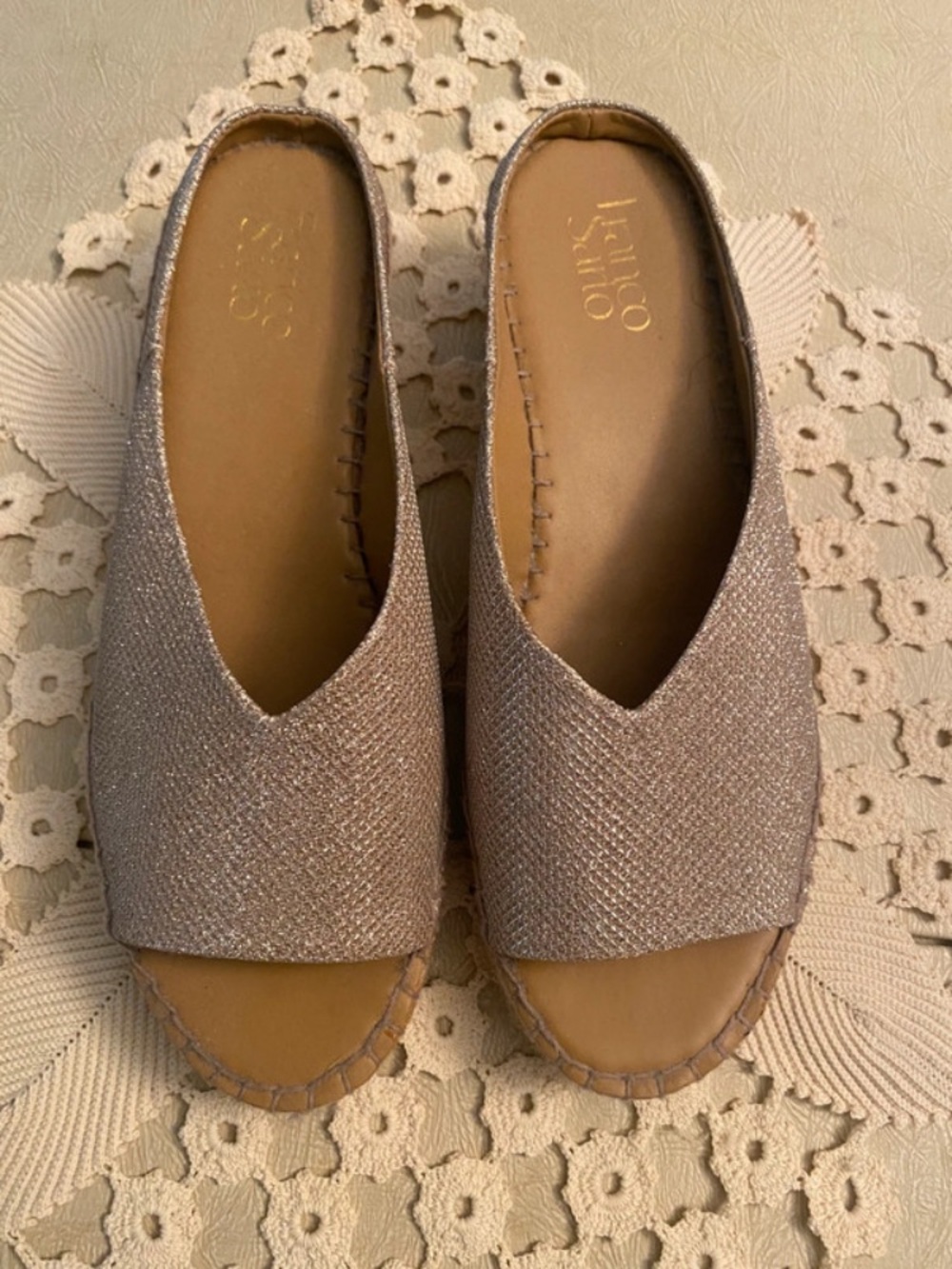 Franco Sarto Women’s Metallic Gold Slip-On Espadrille size 8